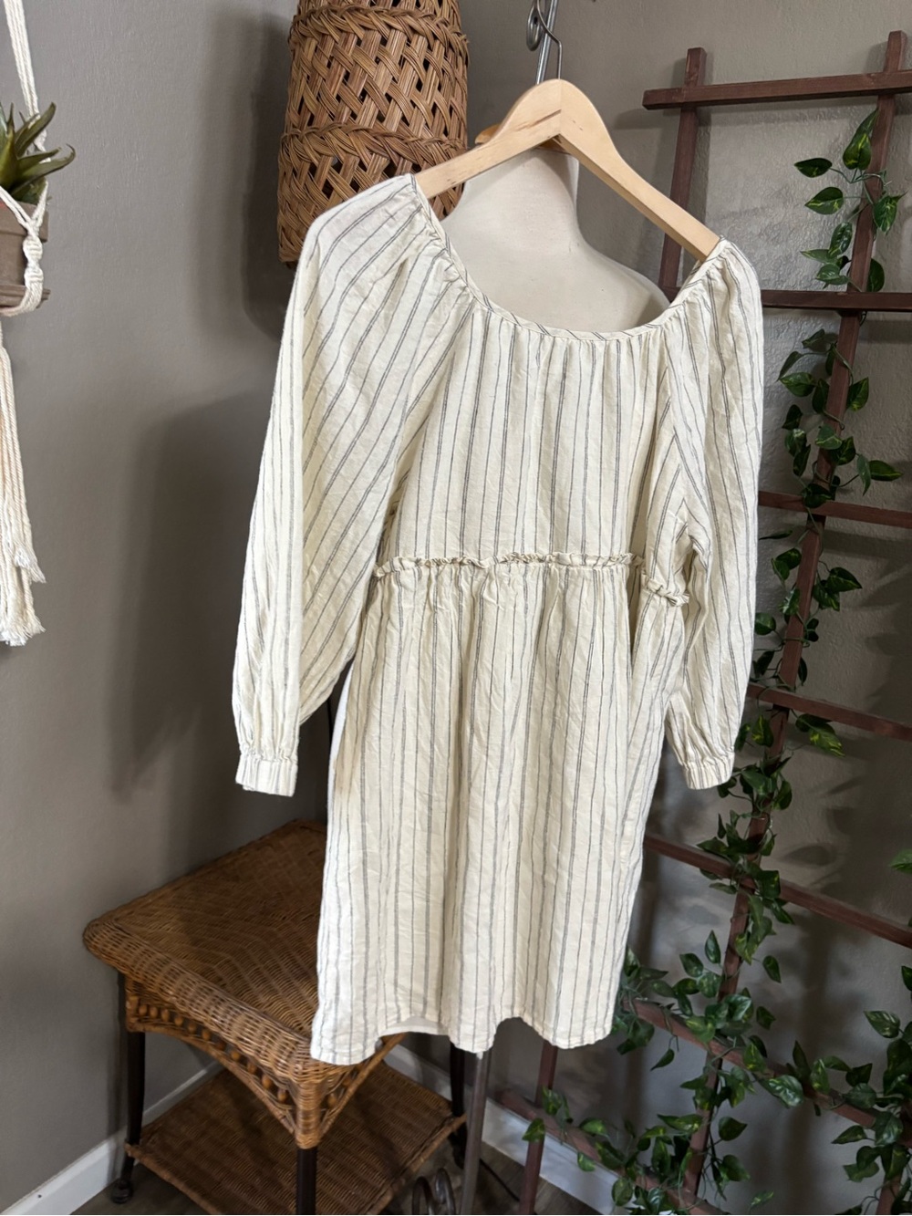 Emerson Fry Jasmine Button Dress Ivory Stripe Organic sz Small - Picture 12 of 12